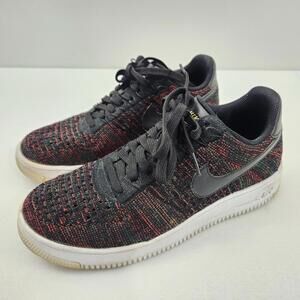 Nike Air Force 1 Flyknit Men's 7.5 Red Black Casual Sneaker Shoes